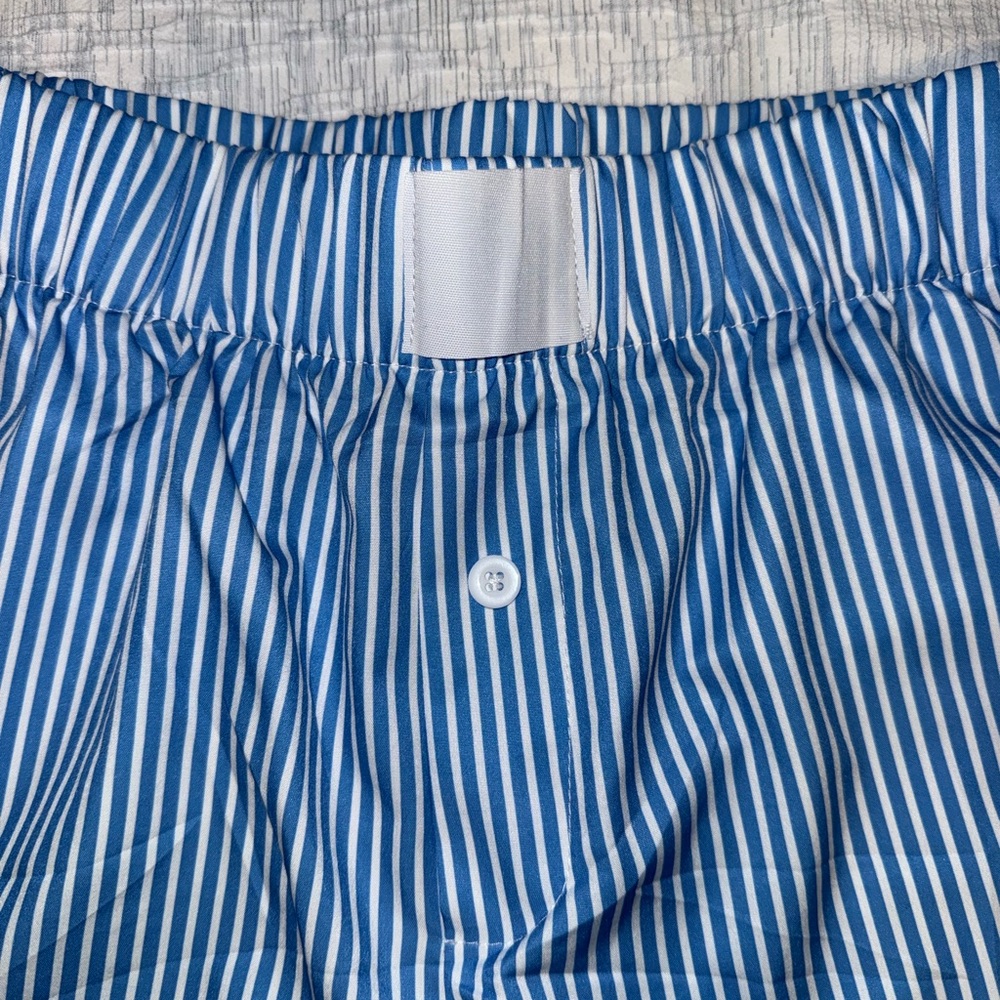 Blue Striped Boxer Style Shorts - Picture 2 of 7